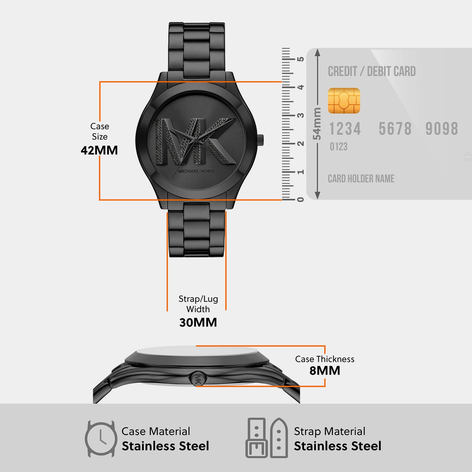 Women's Black Analog Stainless Steel Watch MK4734