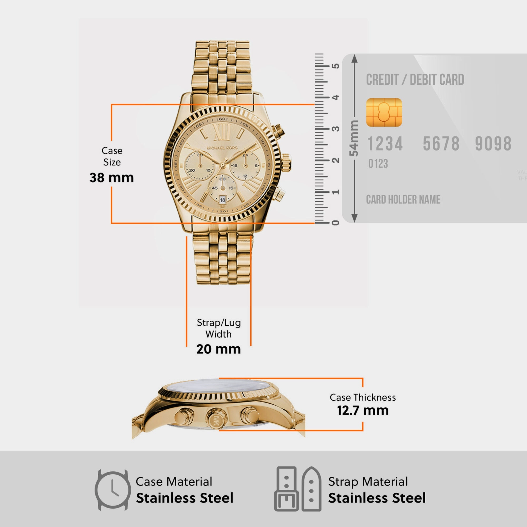 Women's Gold Chronograph Stainless Steel Watch MK7378