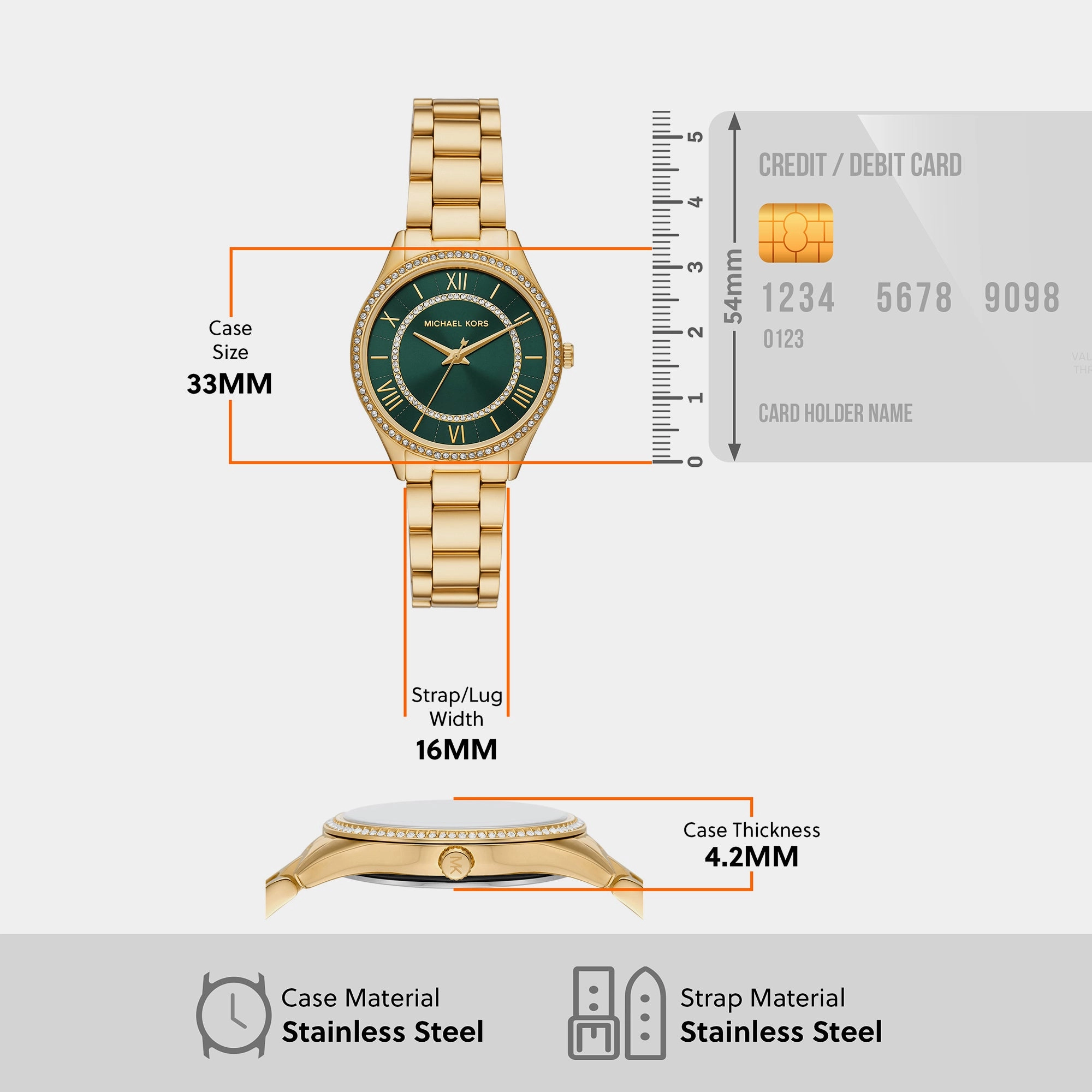 Women's Green Analog Stainless Steel Watch MK4737