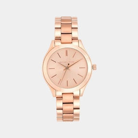 Women's Rose Gold Analog Stainless Steel Watch MK3513