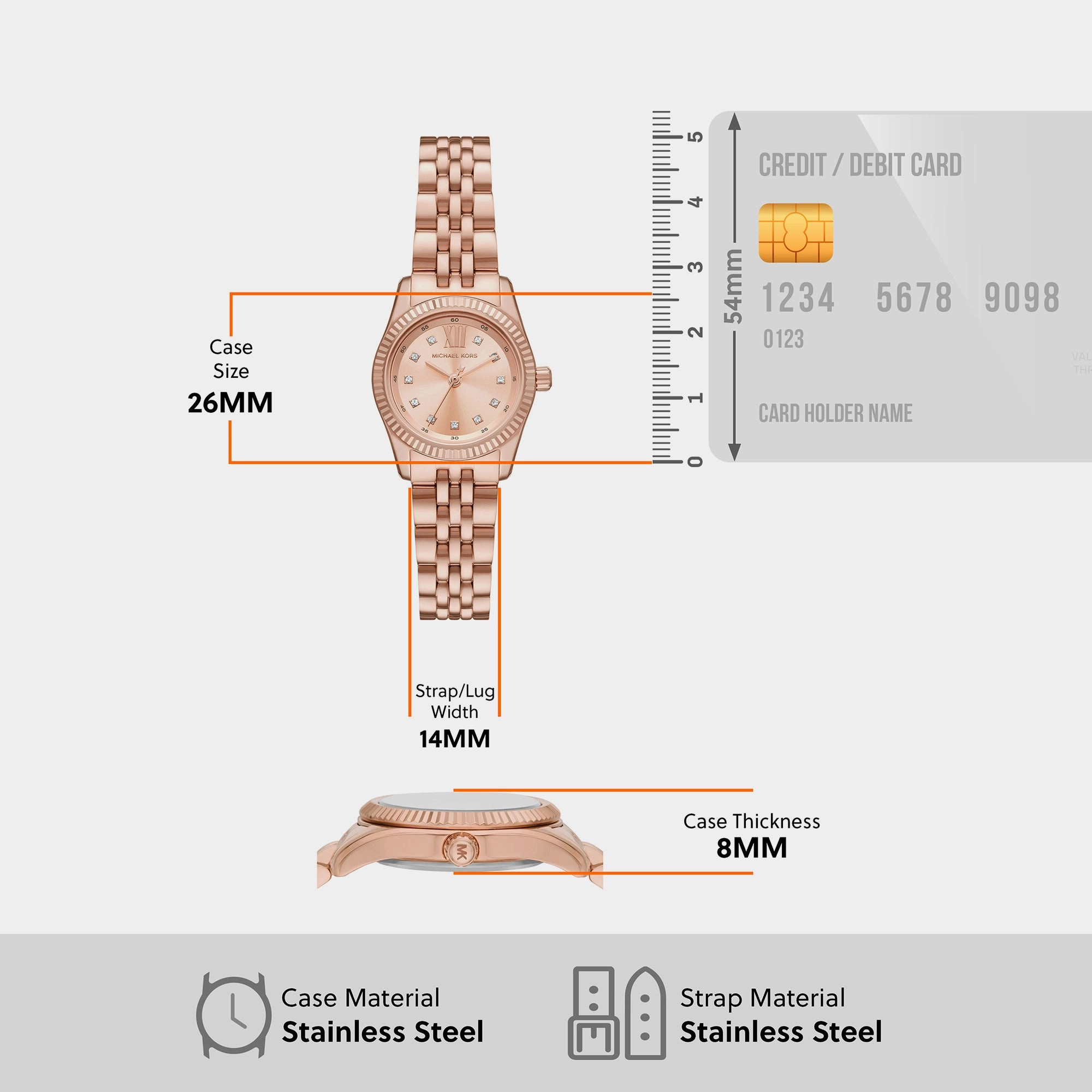 Women's Rose Gold Analog Stainless Steel Watch MK4739