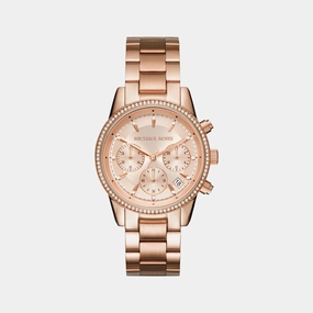 Women's Rose Gold Stainless Steel Chronograph Watch MK6357