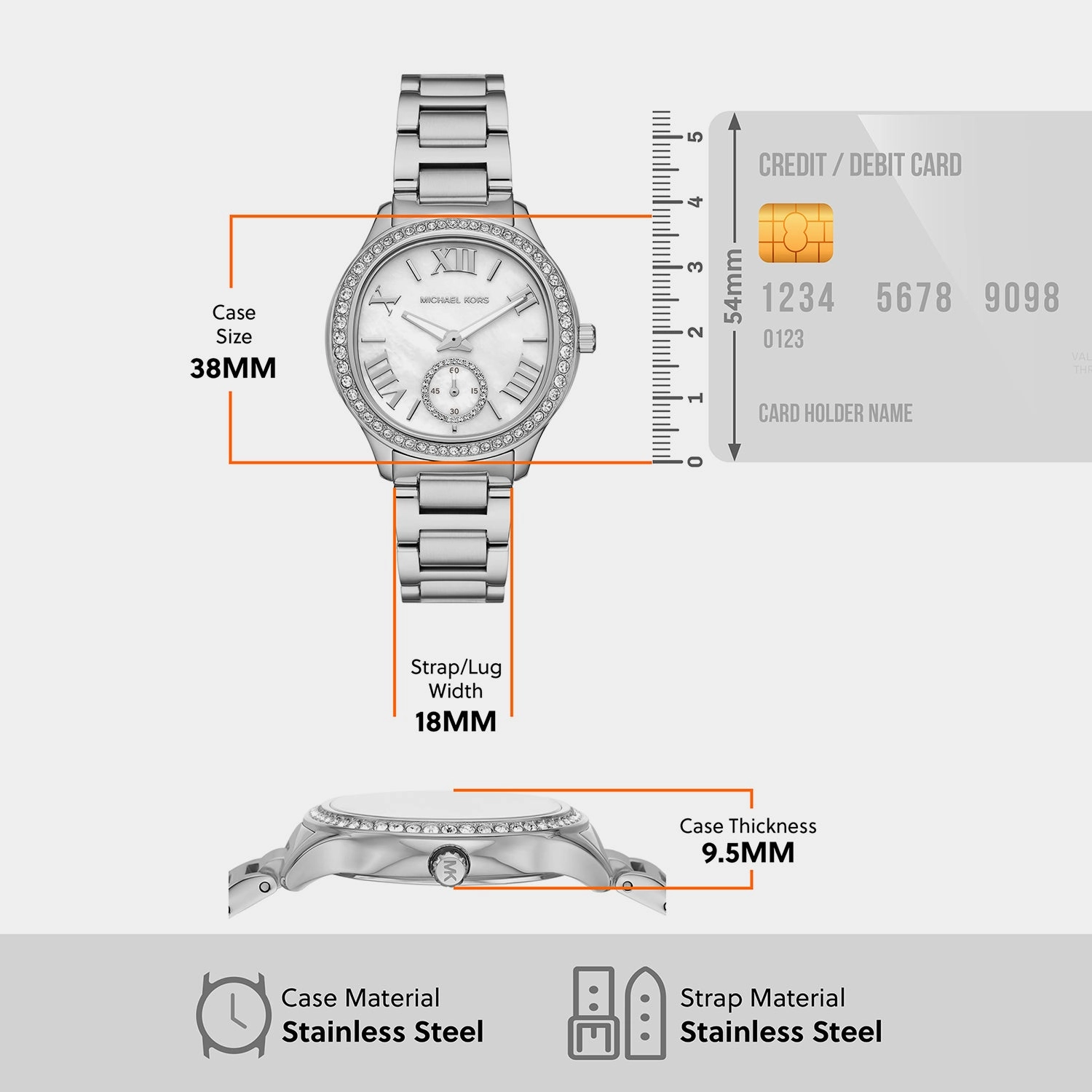 Women's Silver Analog Stainless Steel Watch MK4807