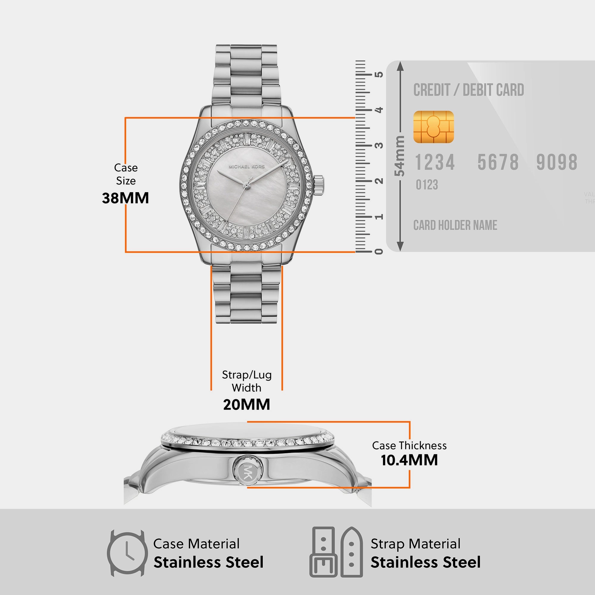 Women's Silver Analog Stainless Steel Watch MK7445