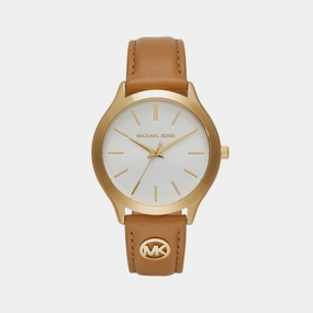 Women's Slim Runway Gold Analog Leather Watch MK7465