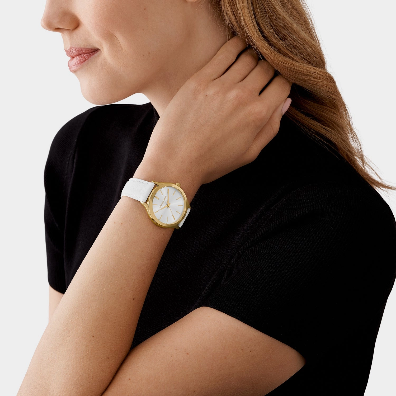 Women's Slim Runway White Analog Stainless Steel Watch MK7466