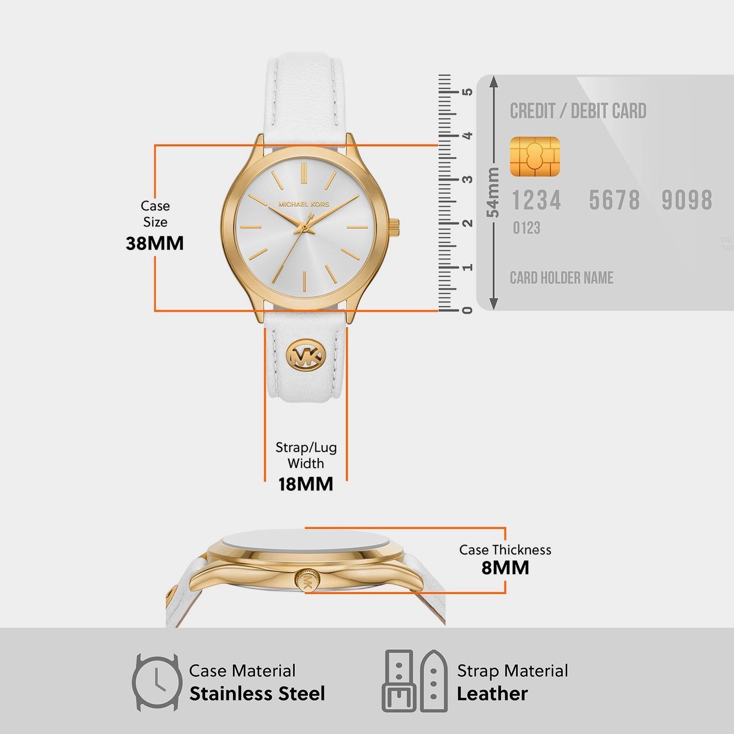 Women's Slim Runway White Analog Stainless Steel Watch MK7466