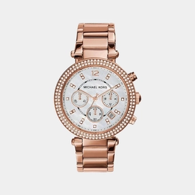 Women's White Stainless Steel Chronograph Watch MK5491