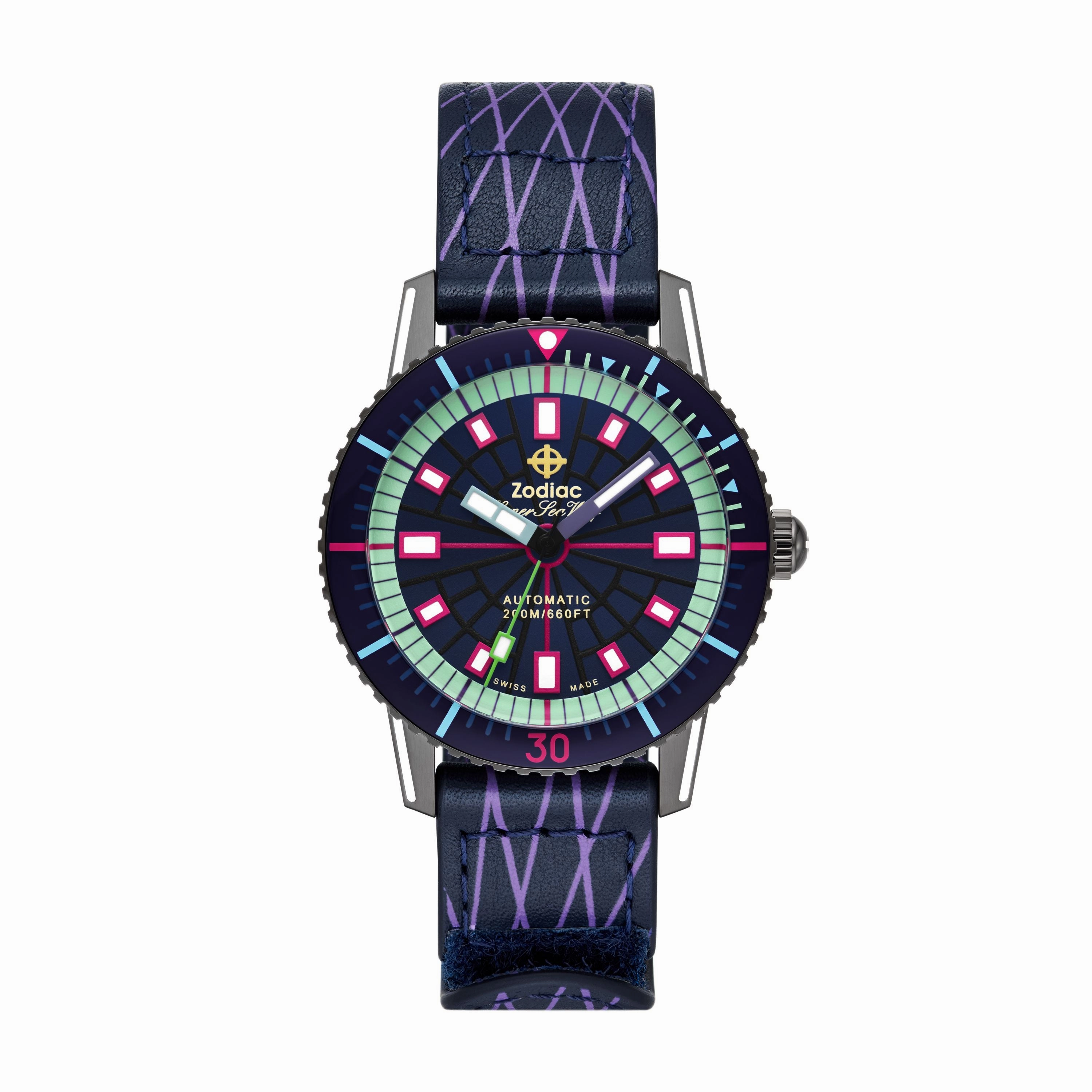 Zodiac Men's Super Sea Wolf Laser Tag Edition Compression Diver Automatic, Gray Stainless Steel Watch